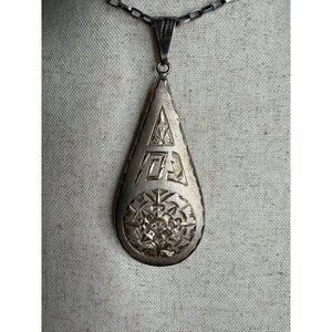 Vtg Sterling Silver Plata Marked Mexico Statement Pendant Etched Mayan  Aztec16g